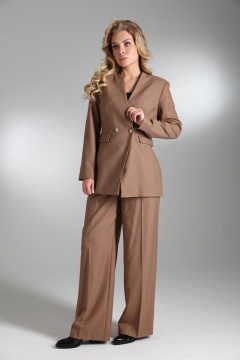 Бежевый костюм с жакетом и брюками с стрелками LM КТ5370 - фото 1