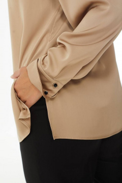 Рубашка из сатина с отложным воротником и пуговицами Condra 16201 бежевый - фото 3