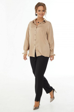Рубашка из сатина с отложным воротником и пуговицами Condra 16201 бежевый - фото 5
