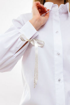 Изящная белая рубашка из хлопка с широкими рукавами NikVa 346-7 молоко - фото 5