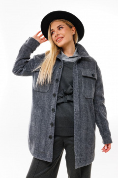 Рубашка из пальтовой ткани с накладными карманами NikVa 386-1 графит - фото 1