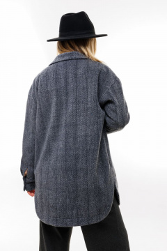 Рубашка из пальтовой ткани с накладными карманами NikVa 386-1 графит - фото 5