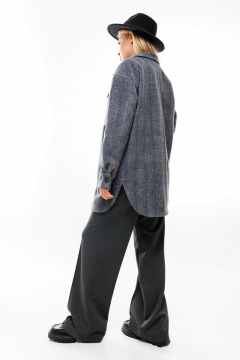 Рубашка из пальтовой ткани с накладными карманами NikVa 386-1 графит - фото 4