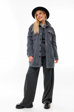 Рубашка из пальтовой ткани с накладными карманами NikVa 386-1 графит - фото 2