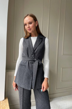 Демисезонный трикотажный комплект тройка жилет, джемпер и брюки PUR PUR 11-219 - фото 4