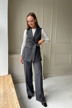 Демисезонный трикотажный комплект тройка жилет, джемпер и брюки PUR PUR 11-219 - фото 1