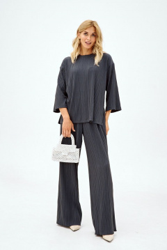 Блуза свободного кроя из трикотажа на каждый день NikVa 389 графит - фото 4
