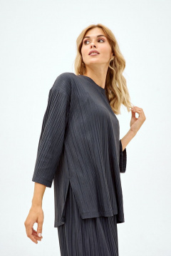 Блуза свободного кроя из трикотажа на каждый день NikVa 389 графит - фото 2