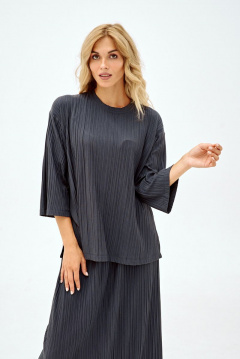 Блуза свободного кроя из трикотажа на каждый день NikVa 389 графит - фото 1