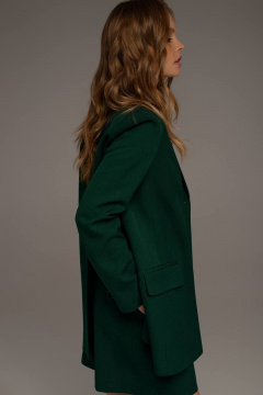 Деловой трапециевидный жакет свободного кроя из текстиля PiRS 4651 изумрудный - фото 2