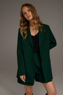 Деловой трапециевидный жакет свободного кроя из текстиля PiRS 4651 изумрудный - фото 1