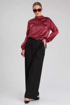 Блузка прямого силуэта из текстиля с воротником-стойкой Angelina & Сo 881 - фото 3