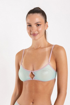 Круглогоднее голубое бюстье из полупрозрачной сетки с застежками SERGE 1112/8 blue-107 - фото 5