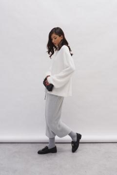 Серебристая юбка прямого кроя из фактурного полотна ANNETE A459 - фото 2