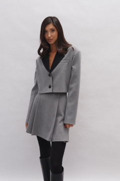 Миниатюрная юбка полуприлегающего силуэта из ткани серого цвета ANNETE A488 - фото 2