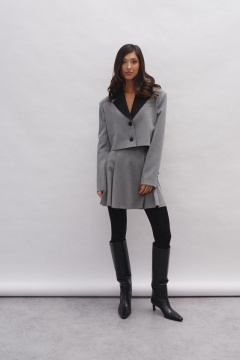 Миниатюрная юбка полуприлегающего силуэта из ткани серого цвета ANNETE A488 - фото 1