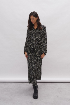 Черная рубашка свободного кроя с цветочным принтом ANNETE A771 - фото 3