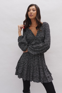 Черное платье с отрезным силуэтом и спущенным рукавом ANNETE A3438 - фото 1