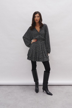 Черное платье с отрезным силуэтом и спущенным рукавом ANNETE A3438 - фото 2