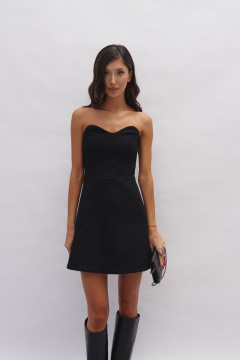 Черное мини-платье с вырезом и открытыми плечами ANNETE A3440/1 - фото 2