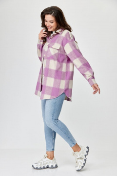 Рубашка из мягкого текстиля в крупную клетку Michel chic 777 розовый-клетка - фото 5