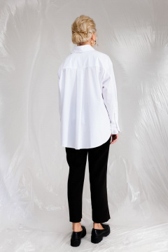 Объемная хлопковая блузка с разрезами и карманами KOKOdea 211440.1 белый - фото 4