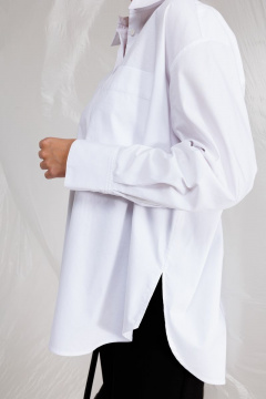 Объемная хлопковая блузка с разрезами и карманами KOKOdea 211440.1 белый - фото 3