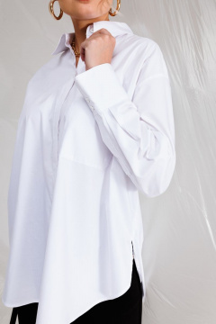 Объемная хлопковая блузка с разрезами и карманами KOKOdea 211440.1 белый - фото 2