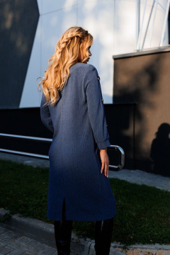 Длинное трикотажное платье прямого силуэта с карманами AMORI 9618 джинсовый - фото 4