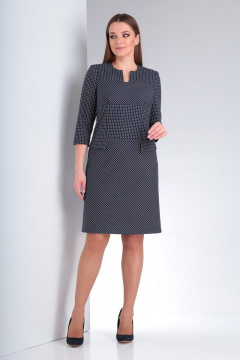 Платье офисное из текстиля с клетчатым принтом и молнией на спинке AMORI 9785 клетка - фото 1