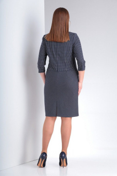 Платье офисное из текстиля с клетчатым принтом и молнией на спинке AMORI 9785 клетка - фото 4