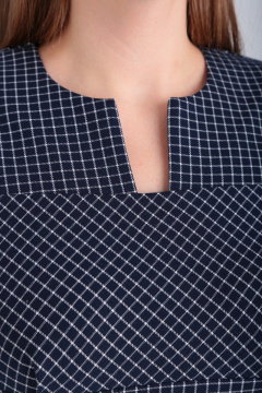 Платье офисное из текстиля с клетчатым принтом и молнией на спинке AMORI 9785 клетка - фото 3