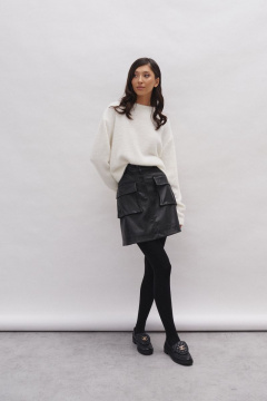 Юбка из экокожи с крупными накладными карманами и полуприлегающим силуэтом ANNETE A462 - фото 2