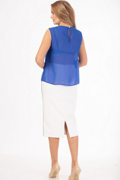 Юбка кожаная элегантная с разрезом и застежкой на молнию Anelli 780 белый - фото 2