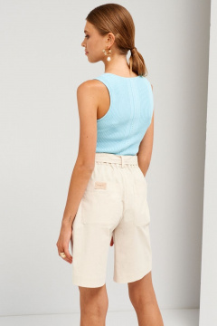 Блуза голубая летняя из вискозы, прилегающего кроя BURVIN 8957-56 - фото 2