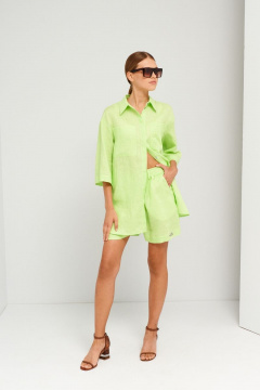 Зеленая рубашка из хлопка и текстиля для повседневной носки BURVIN 9080-51 - фото 1