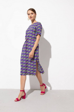 Летнее прямое платье с разрезами и поясом Femme & Devur 80184 1.32F(170) - фото 2