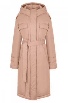 Пальто розовое из текстиля на демисезон Elema 5-12467-1-164 дымчатая_роза - фото 1