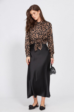 Миди юбка из атласа с косым кроем и потайной застежкой EOLA 2455 черный - фото 1