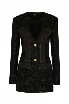 Жакет черный демисезонный из текстиля для делового образа Elema 1К-12950-1-164 чёрный - фото 3