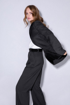 Прямые брюки палаццо из текстиля с высокой посадкой PiRS 4764 графит - фото 5