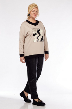 Джемпер прямой силуэт с декоративной печатью зима Jurimex 3000 беж - фото 2