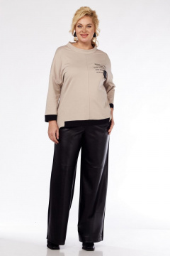 Джемпер свободный из трикотажа хлопка демисезонный Jurimex 3001 пудра - фото 2