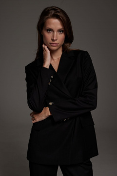 Деловой костюм из костюмного текстиля с зауженными брюками DAVA 161 черный - фото 4