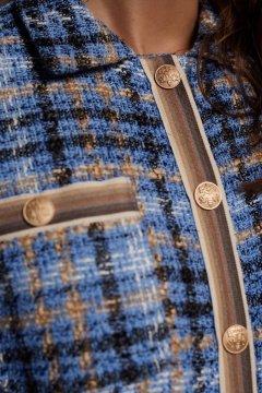 платье в стиле Шанель с накладными карманами DAVA 134 голубой - фото 5