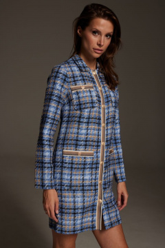 платье в стиле Шанель с накладными карманами DAVA 134 голубой - фото 3