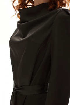 Черное платье с фигурной драпировкой и поясом Golden Valley 4944 черный - фото 5