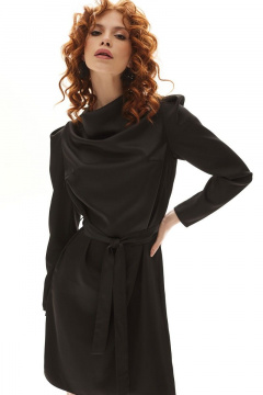 Черное платье с фигурной драпировкой и поясом Golden Valley 4944 черный - фото 2