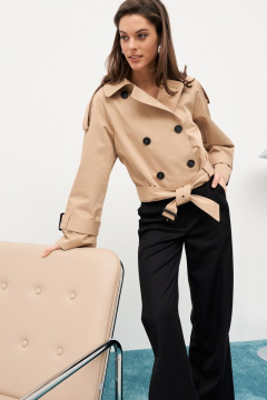 Куртка-тренчкот укороченная на пуговицах с поясом из хлопка C. of PAPAYA NEW 1655 - фото 5