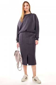 Оверсайз свитшот и миди юбка из теплого трикотажа GO F7056/30-03.164-170 - фото 3